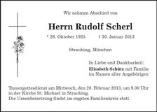 Traueranzeige Rudolf Scherl
