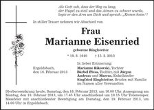 Traueranzeige Marianne Eisenried