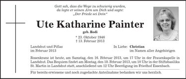 Traueranzeige Ute Katharine Paintner