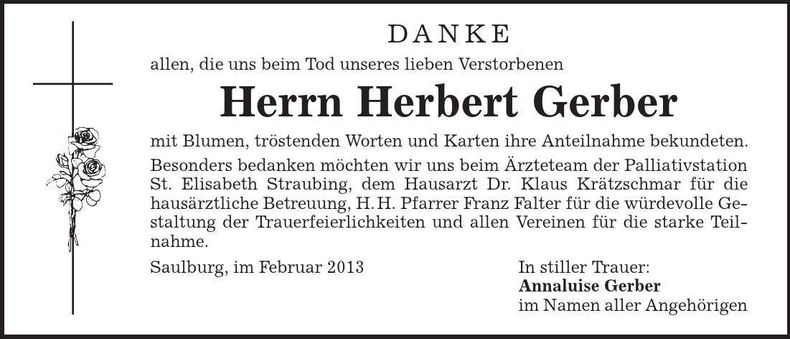 Traueranzeige Herbert Gerber