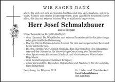 Traueranzeige Josef Schmalzbauer