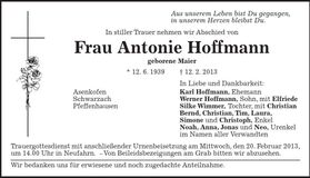 Traueranzeige Antonie Hoffmann