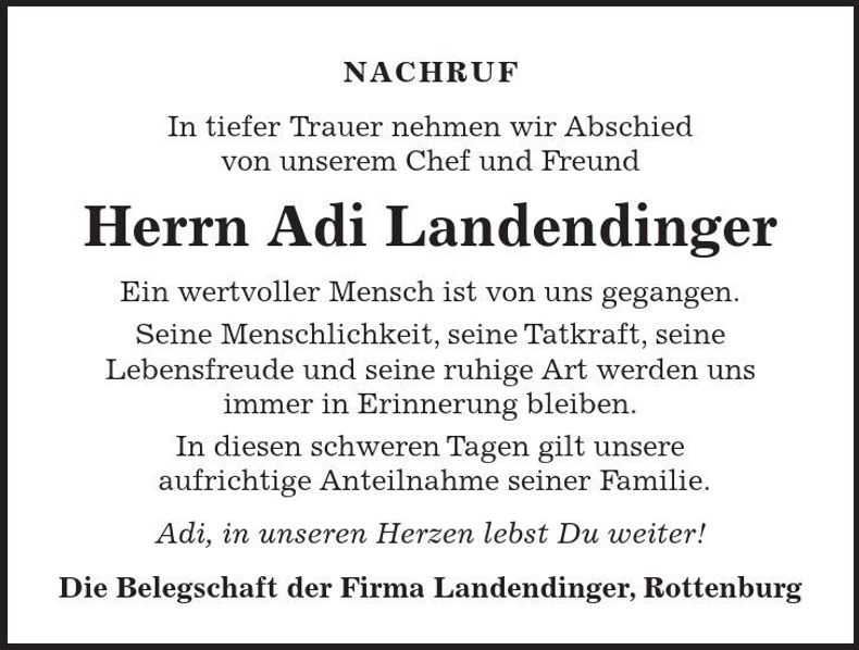 Traueranzeige Adolf Landendinger