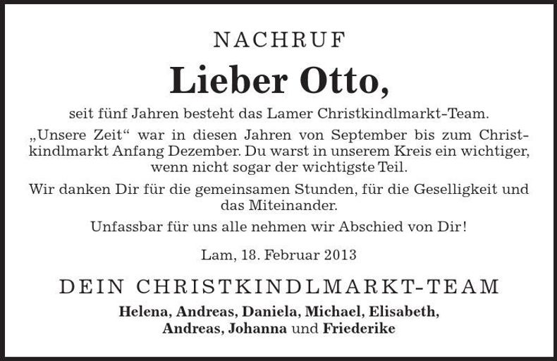 Traueranzeige Otto Klingseisen