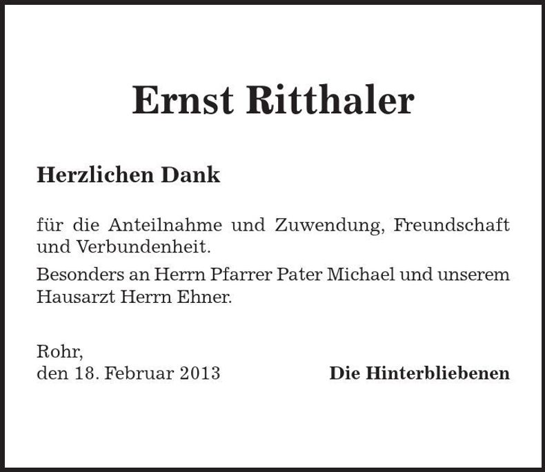 Traueranzeige Ernst Ritthaler