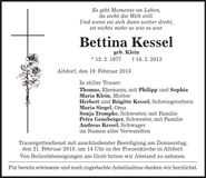 Traueranzeige Bettina Kessel