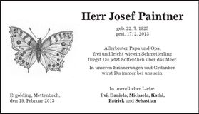 Traueranzeige Josef Paintner