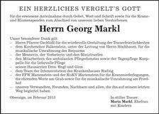 Traueranzeige Georg Markl