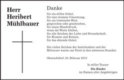 Traueranzeige Heribert Mühlbauer