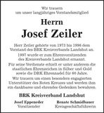 Traueranzeige Josef Zeiler