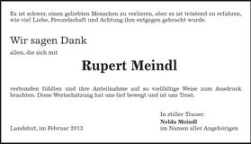 Traueranzeige Rupert Meindl