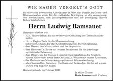 Traueranzeige Ludwig Ramsauer