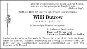 Traueranzeige Willi Butrow