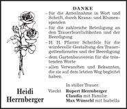 Traueranzeige Heidi Herrnberger