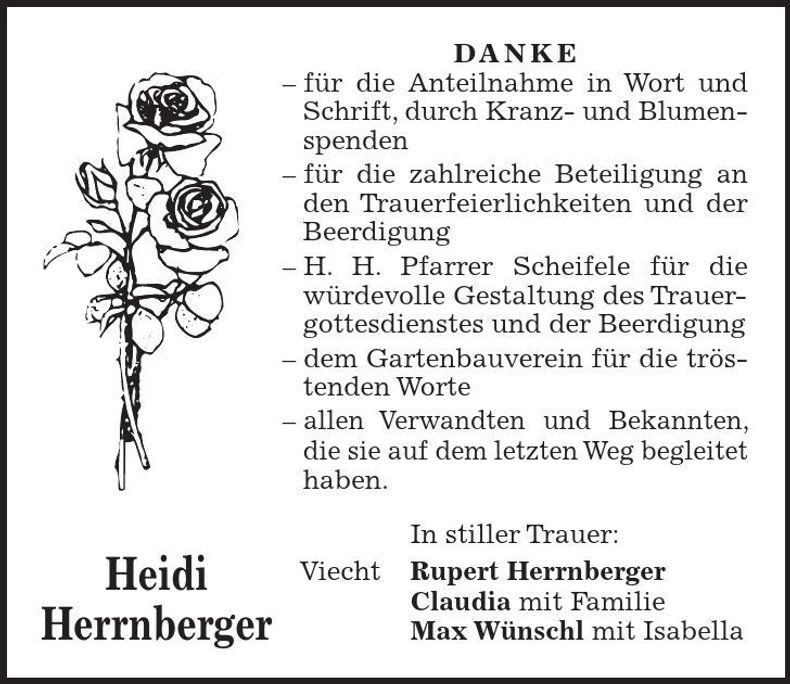 Traueranzeige Heidi Herrnberger