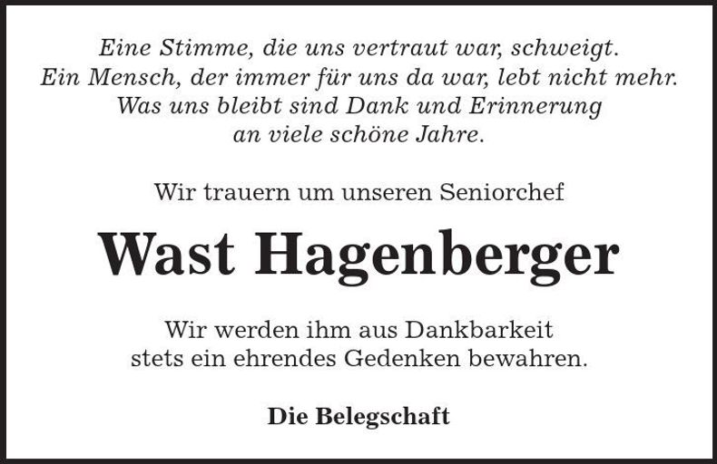 Traueranzeige Sebastian Hagenberger