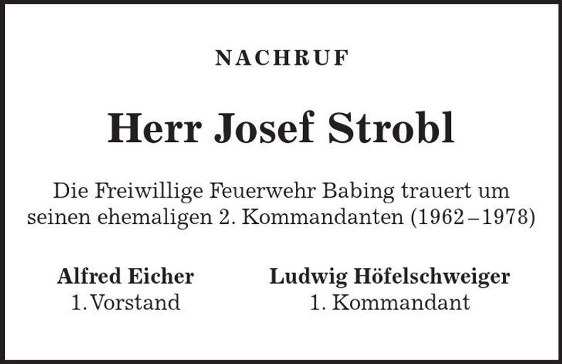 Traueranzeige Josef Strobl