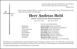 Traueranzeige Andreas Held