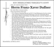 Traueranzeige Franz-Xaver Daffner