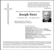 Traueranzeige Joseph Sterr