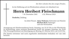 Traueranzeige Heribert Fleischmann