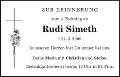 Traueranzeige Rudi Simeth