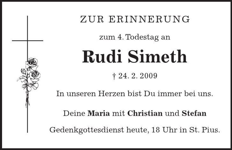Traueranzeige Rudi Simeth