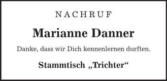 Traueranzeige Marianne Danner