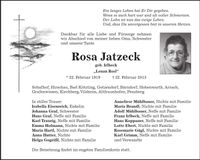 Traueranzeige Rosa Jatzeck