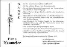 Traueranzeige Erna Neumeier