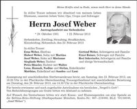 Traueranzeige Josef Weber