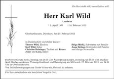Traueranzeige Karl Wild