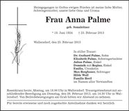 Traueranzeige Anna Palme