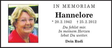 Traueranzeige Hannelore Neumeier