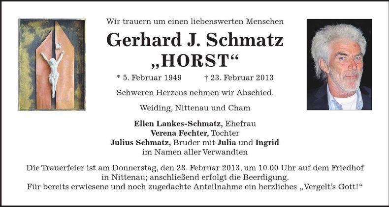 Traueranzeige Gerhard J. Schmatz