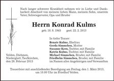 Traueranzeige Konrad Kulms
