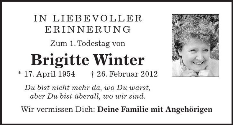 Traueranzeige Brigitte Winter