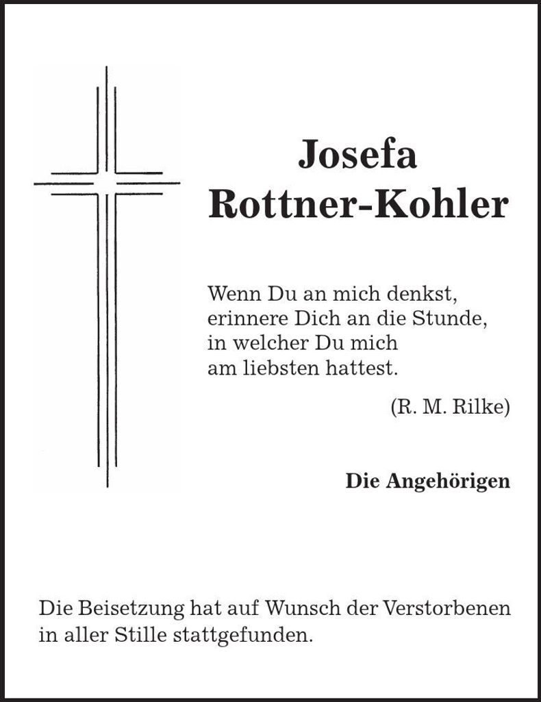 Traueranzeige Josefa Rottner-Kohler
