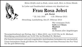 Traueranzeige Rosa Jobst