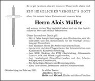 Traueranzeige Alois Müller
