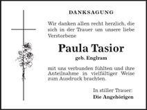 Traueranzeige Paula Tasior
