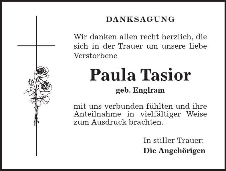 Traueranzeige Paula Tasior