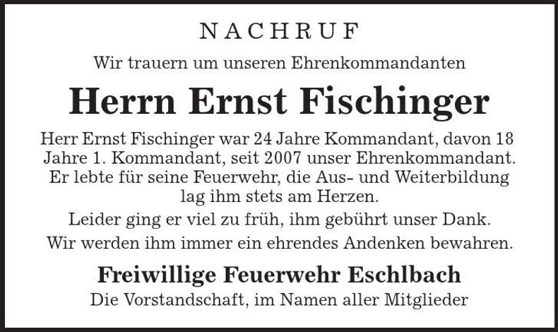 Traueranzeige Ernst Fischinger