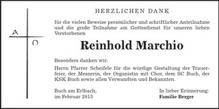 Traueranzeige Reinhold Marchio