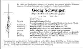Traueranzeige Georg Schwaiger