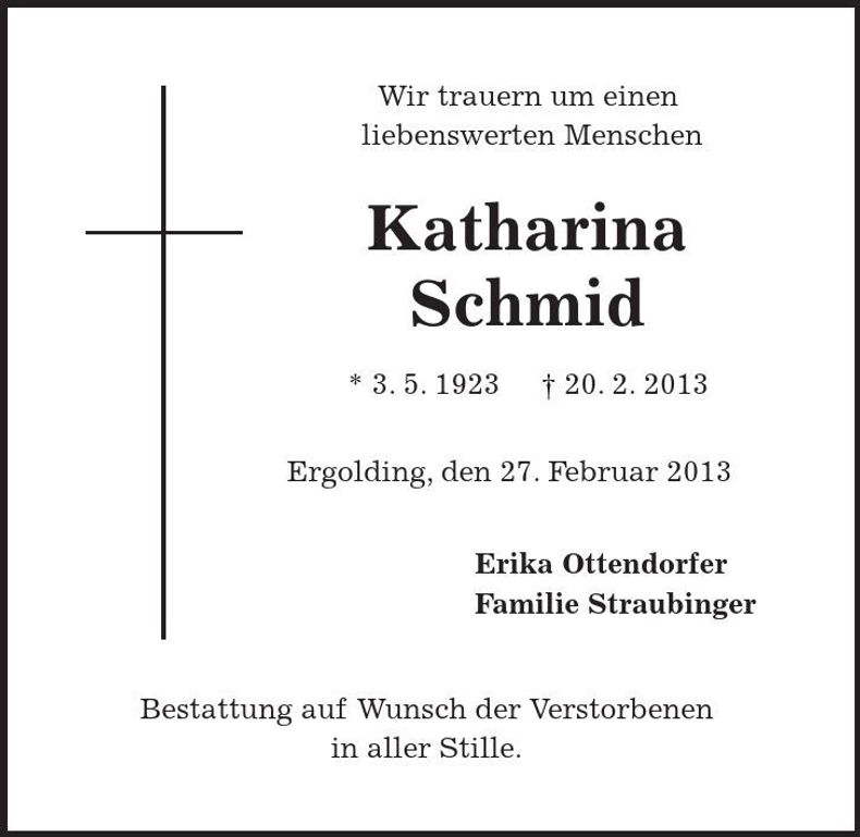 Traueranzeige Katharina Schmid