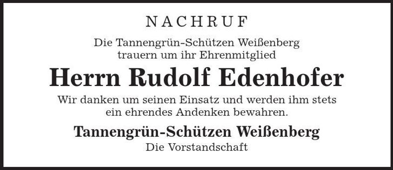 Traueranzeige Rudolf Edenhofer