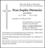 Traueranzeige Sophie Dürmaier