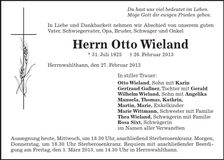 Traueranzeige Otto Wieland