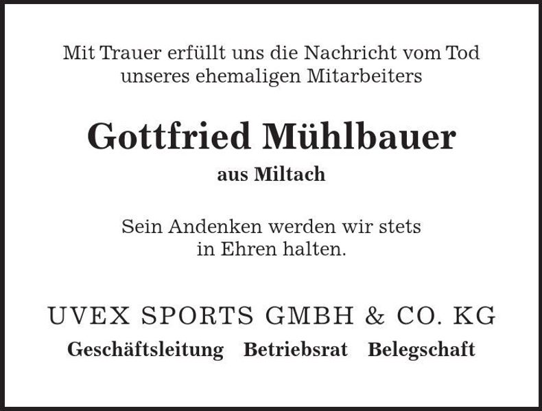 Traueranzeige Gottfried Mühlbauer
